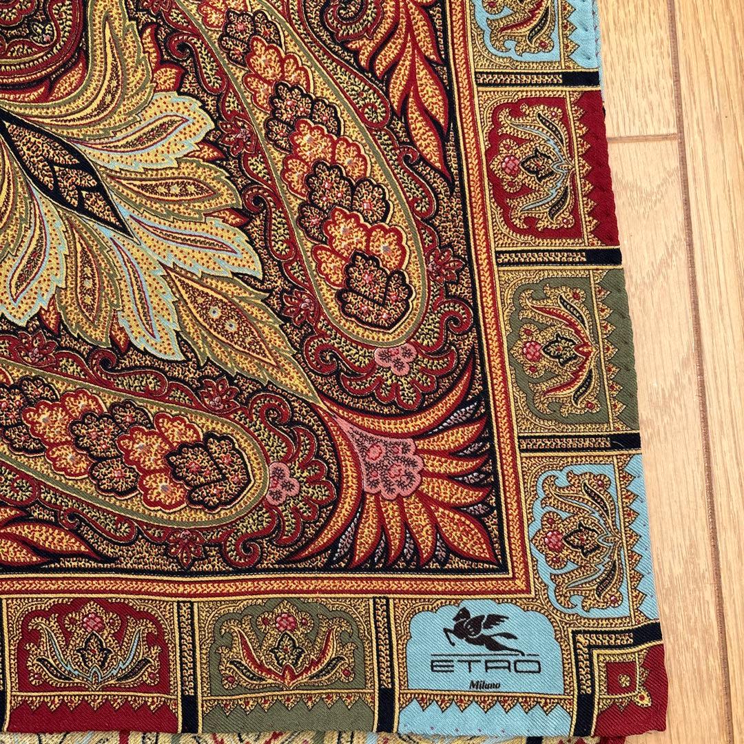 エトロ 大判ショール 128×128 ウールカシミア