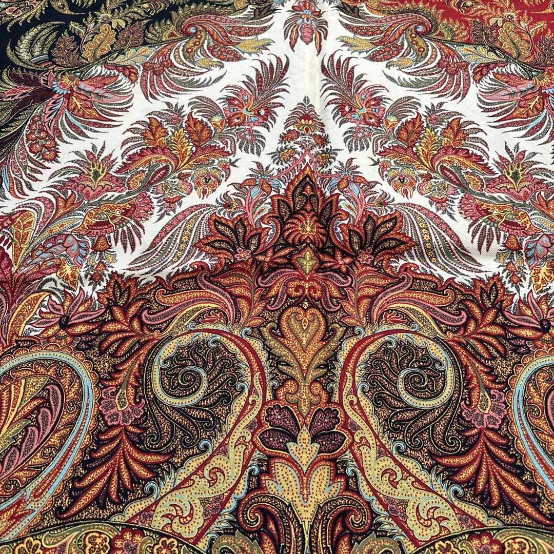 エトロ 大判ショール 128×128 ウールカシミア