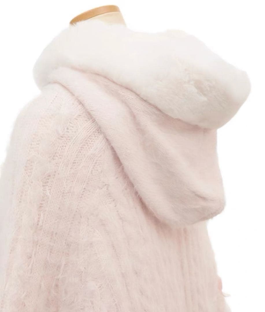 しょぼん 25日LIZLISA リズリサ ダブルリボンニットファーポンチョ