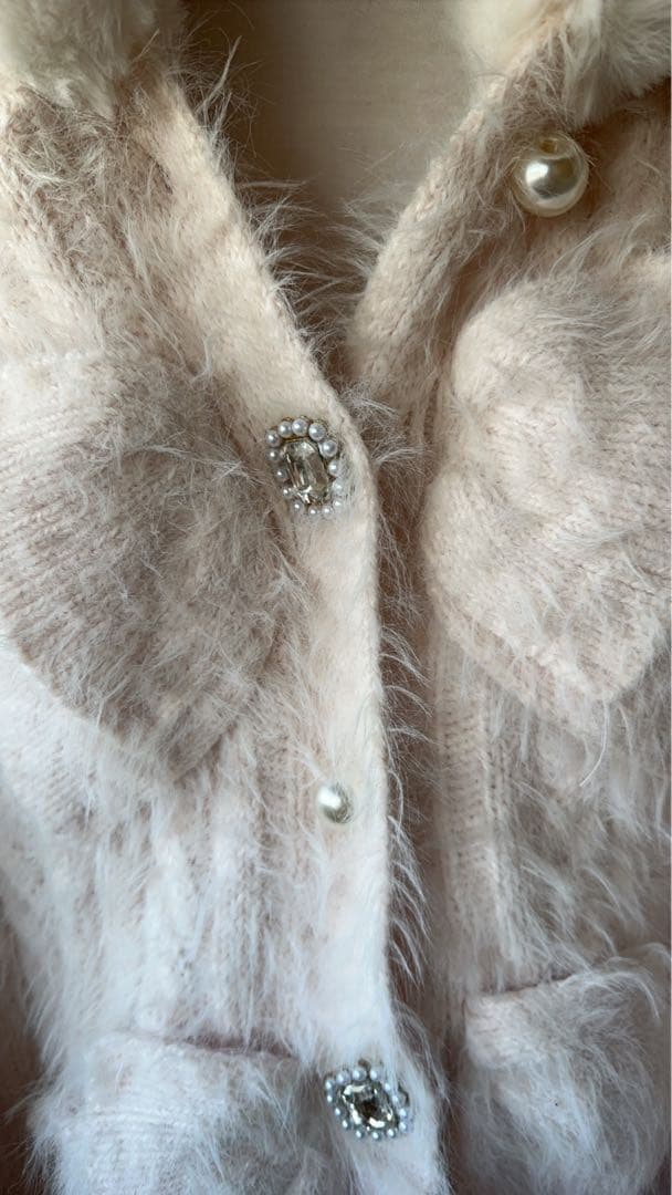 しょぼん 25日LIZLISA リズリサ ダブルリボンニットファーポンチョ