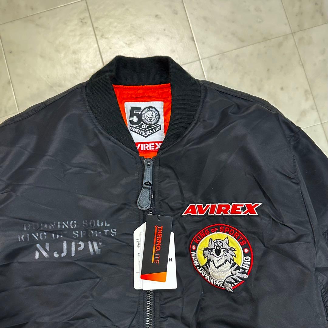 〈新品〉AVIREX×新日本プロレス50周年記念【XL】MA-1ジャケット 黒
