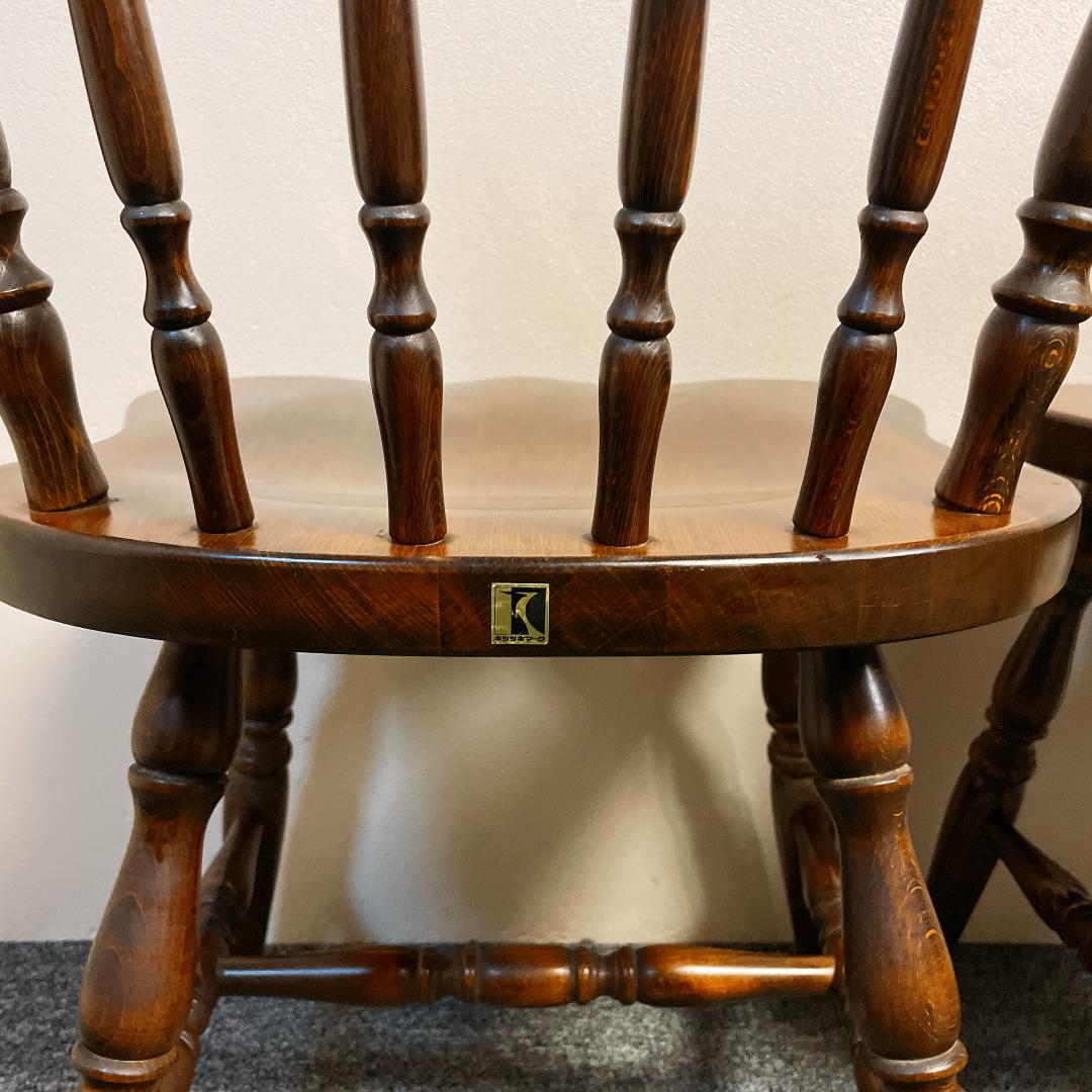 準美品　名作　飛騨産業 キツツキマーク ダイニングチェア 2脚　ウィンザーチェア