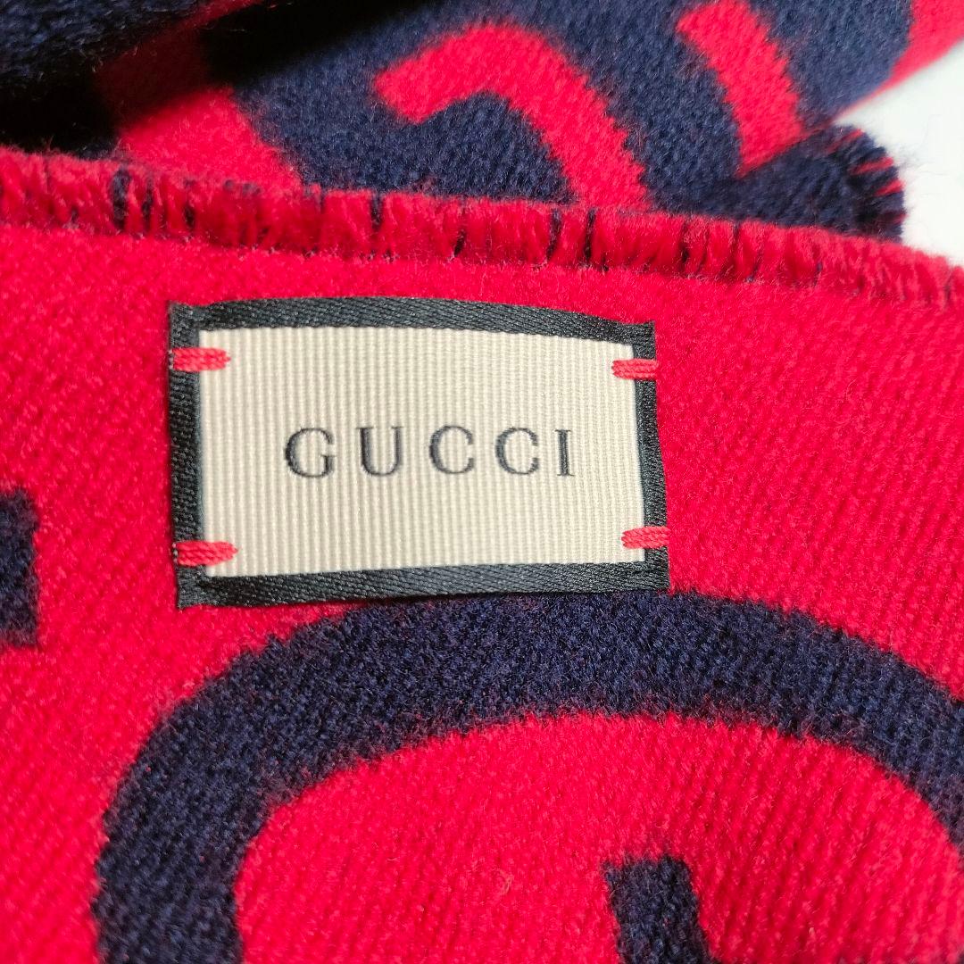 GUCCI GGロゴ リバーシブル マフラー ジャガード ウール×シルク