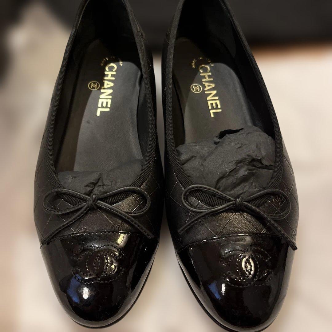 最終9/13迄　お値下げ！1回使用 裏張済シャネル2024年バレリーナ38.5