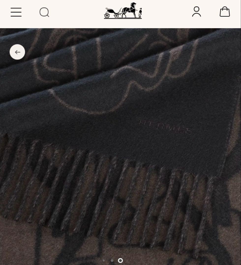 エルメス　カシミヤマフラー 《テット・ア・テット・エケストル》　新品　黒／カフェ