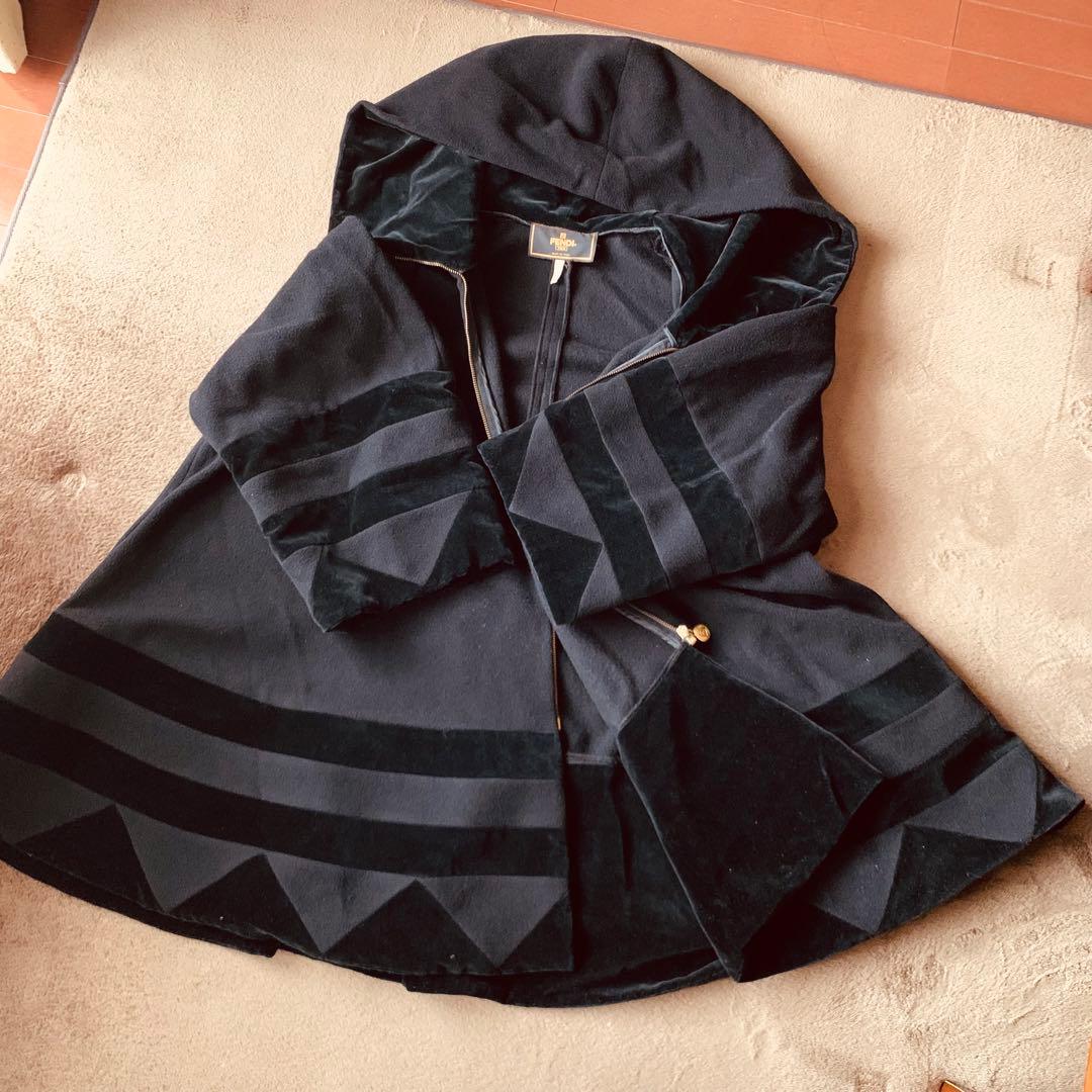 【希少レア】FENDI プルオーバー　ビックフード　コート　黒　カシミヤ