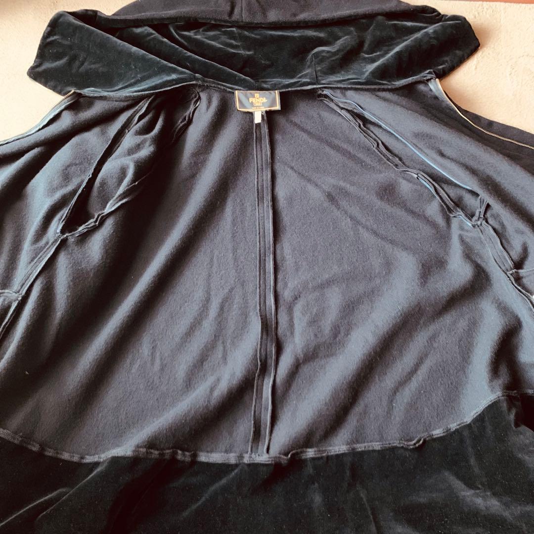 【希少レア】FENDI プルオーバー　ビックフード　コート　黒　カシミヤ