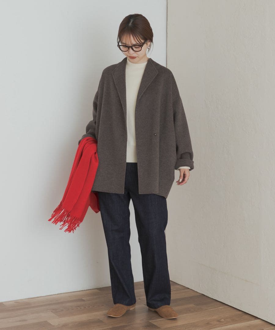 【新品・タグ付き】ウールリバーミドルガウンコート　BROWNCHECK