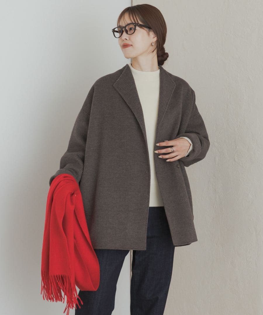 【新品・タグ付き】ウールリバーミドルガウンコート　BROWNCHECK