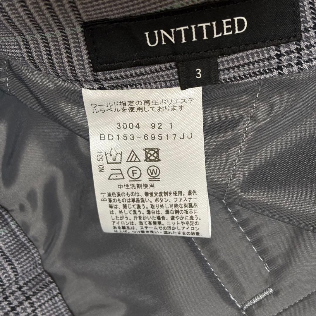 新品【アンタイトル】裏起毛　テーパードパンツ　グレー　チェック　ゴム