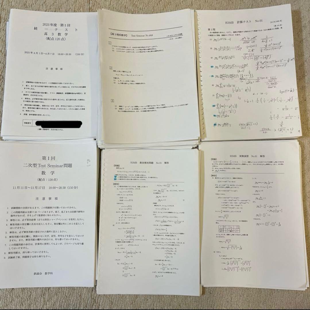 鉄緑会 高３ 理系数学 テスト プリント 演習