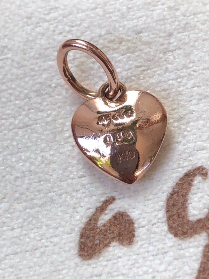 美品❤️ アガット　K10 ゴールド パヴェダイヤモンド ハート型チャーム