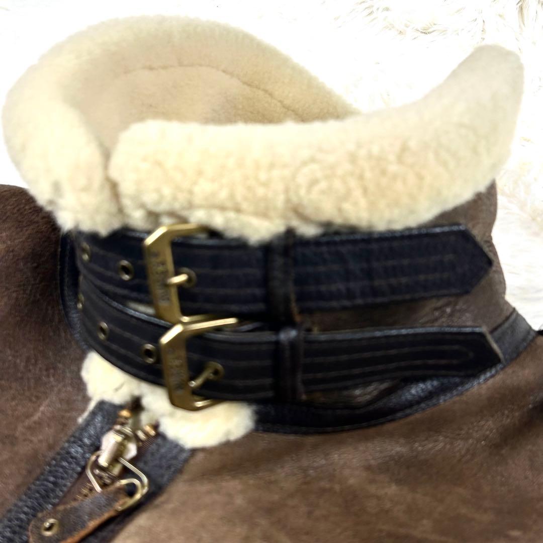 希少 AVIREX B-3 ムートンフライトジャケット 羊革 ブラウン 40 L