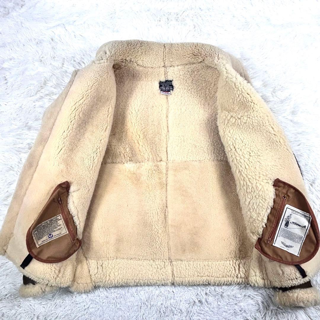 希少 AVIREX B-3 ムートンフライトジャケット 羊革 ブラウン 40 L
