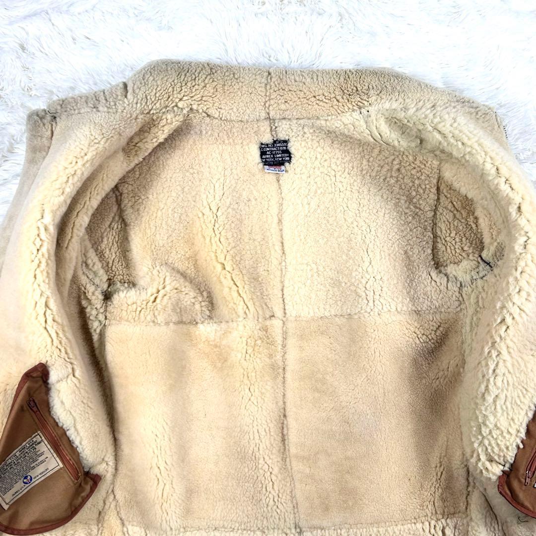 希少 AVIREX B-3 ムートンフライトジャケット 羊革 ブラウン 40 L