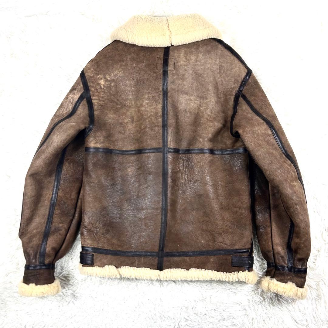 希少 AVIREX B-3 ムートンフライトジャケット 羊革 ブラウン 40 L