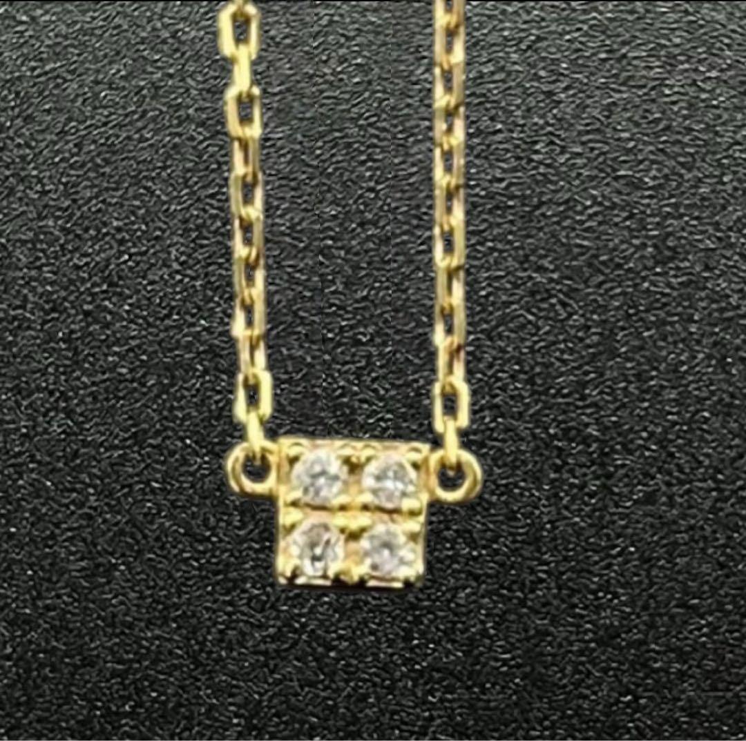 agete K18 ダイヤ ネックレス 0.02ct キューブ 18金