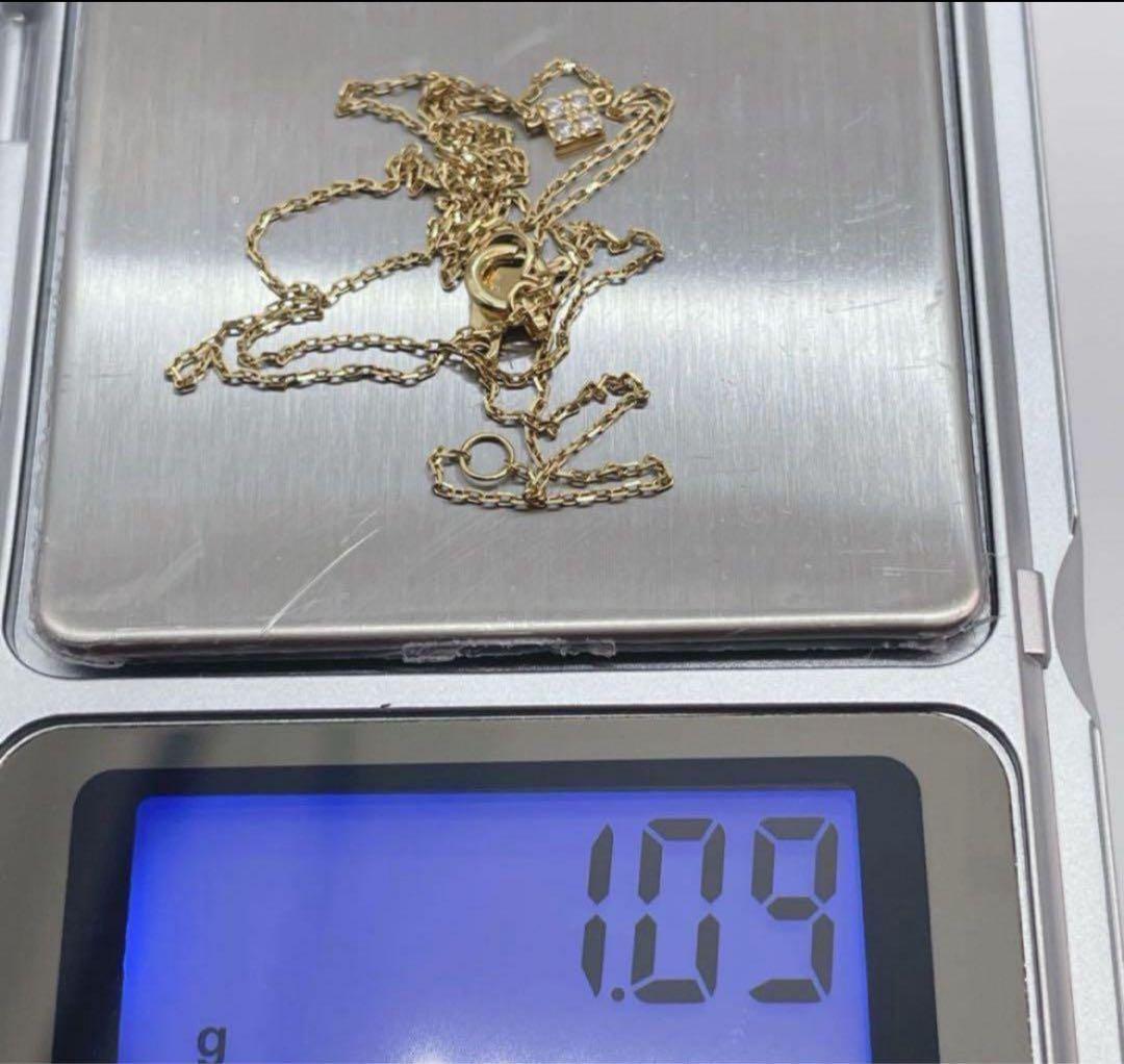 agete K18 ダイヤ ネックレス 0.02ct キューブ 18金