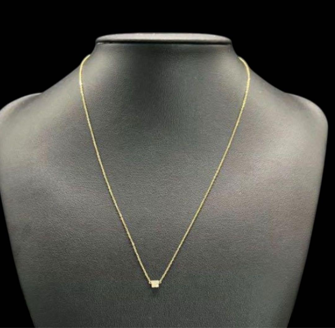 agete K18 ダイヤ ネックレス 0.02ct キューブ 18金