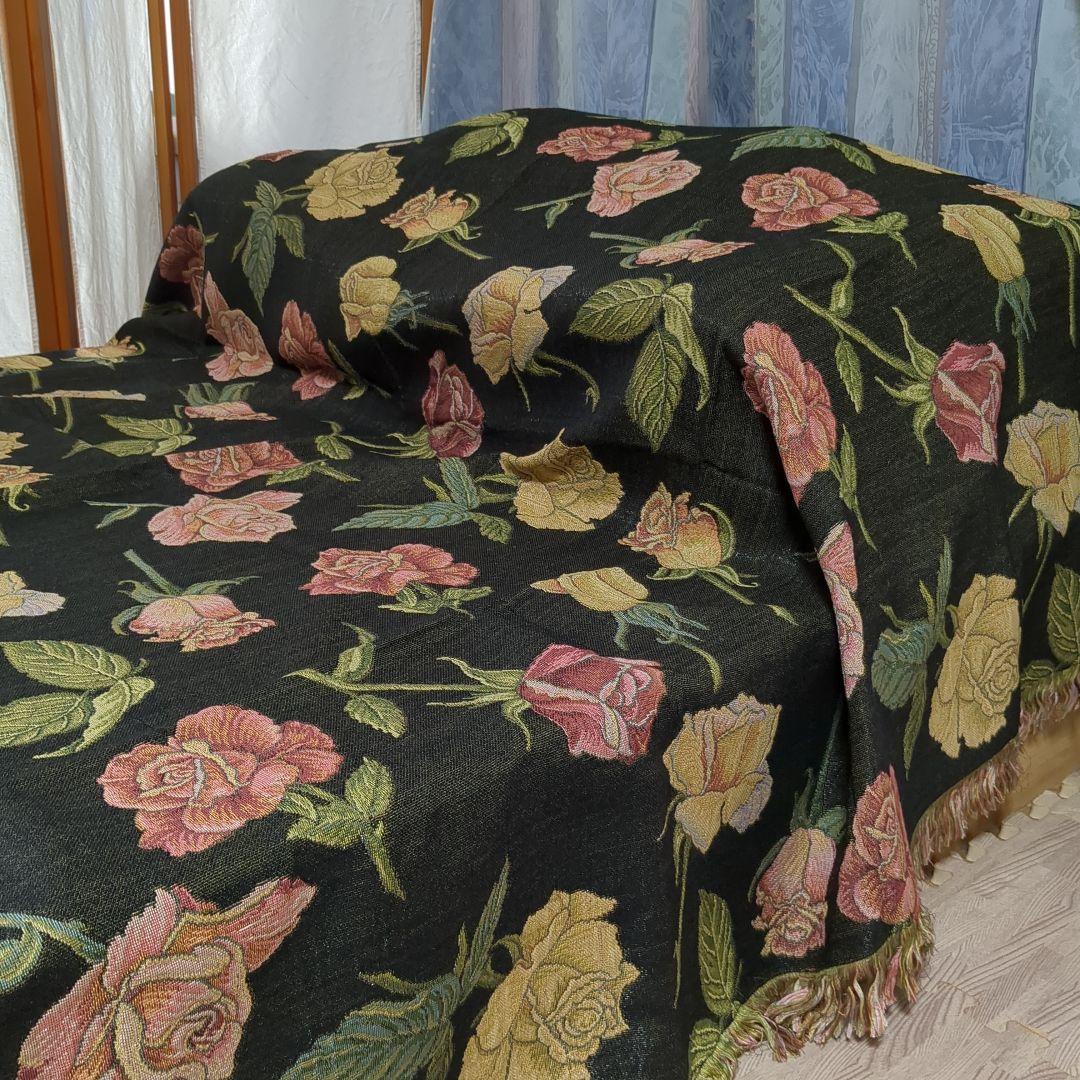 シンクビ− マルチカバー　バラ柄　ブラック　お値下げしました