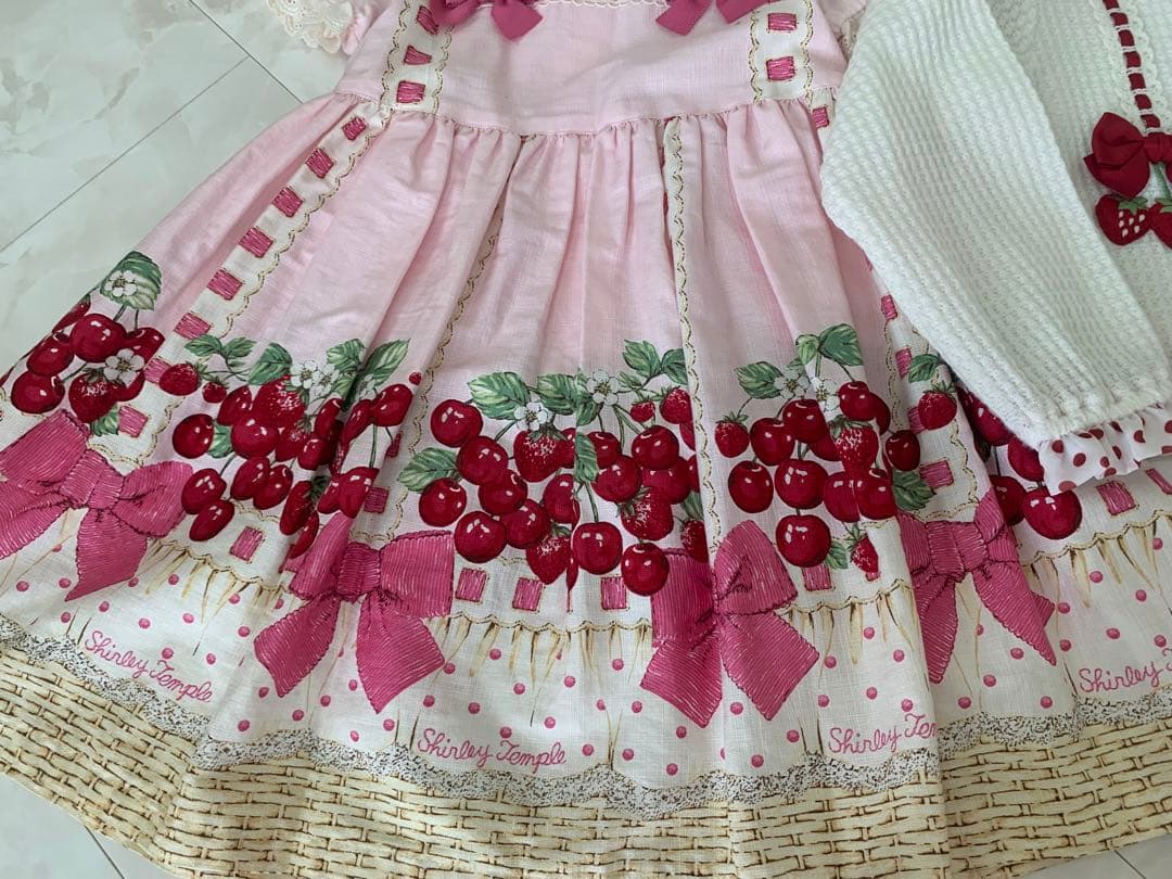 シャーリーテンプル♡チェリーバスケット♡限定ピンク110センチワンピース