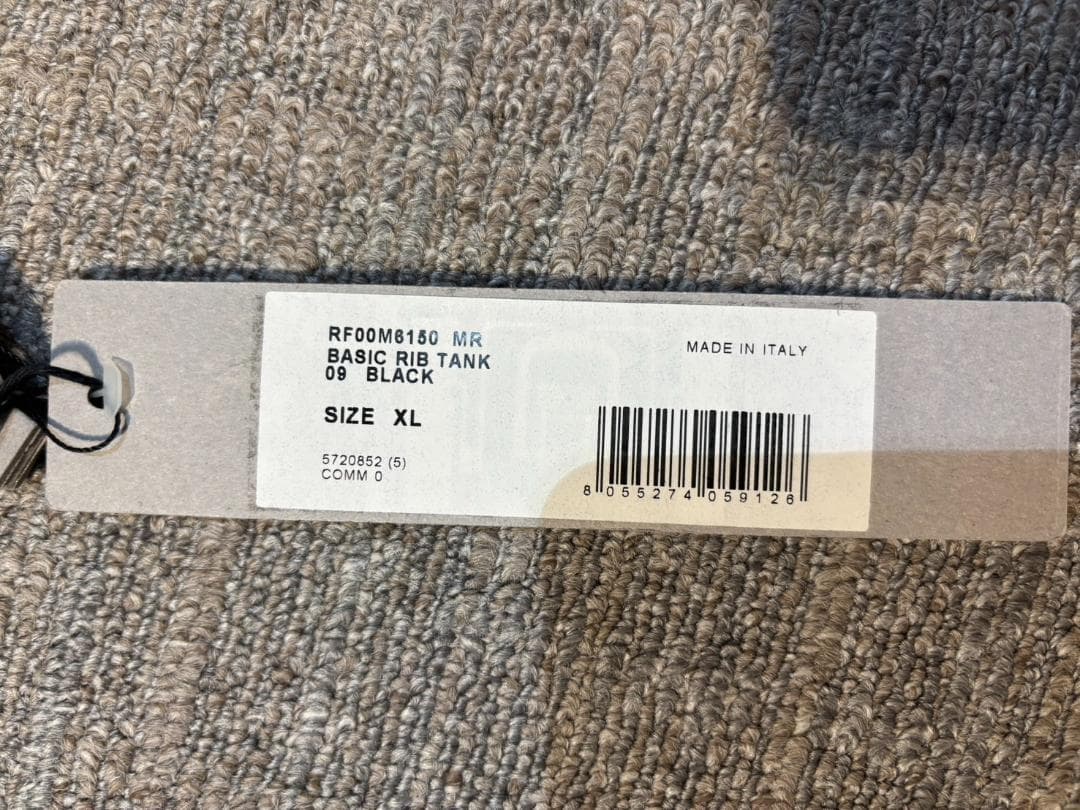 リックオウエンス　BASIC RIB TANK 09 BLACK XL