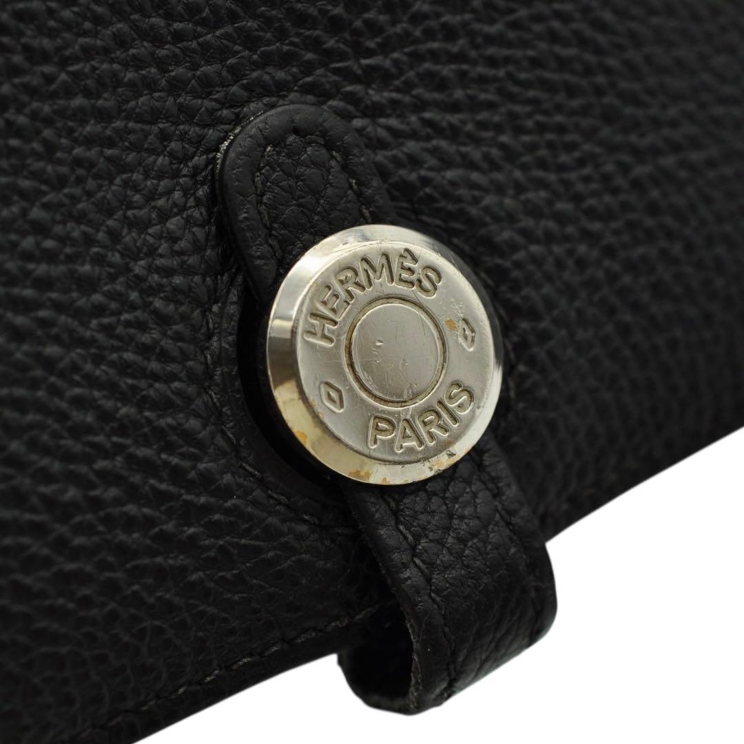 HERMES ドゴン コンパクト ブラック 二つ折り財布 □H刻印