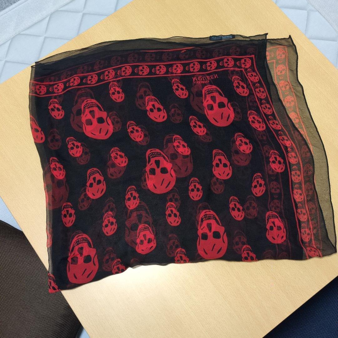 本人期 Alexander McQueen Red Skull Scarf