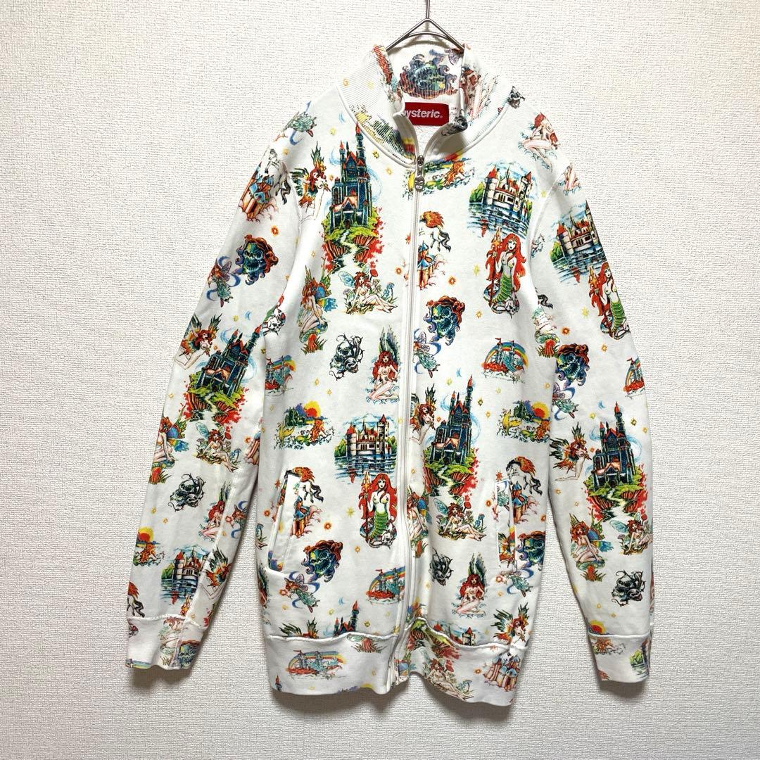 希少 90s ヒステリックグラマー 総柄 ジップアップ スゥェット マーメイド