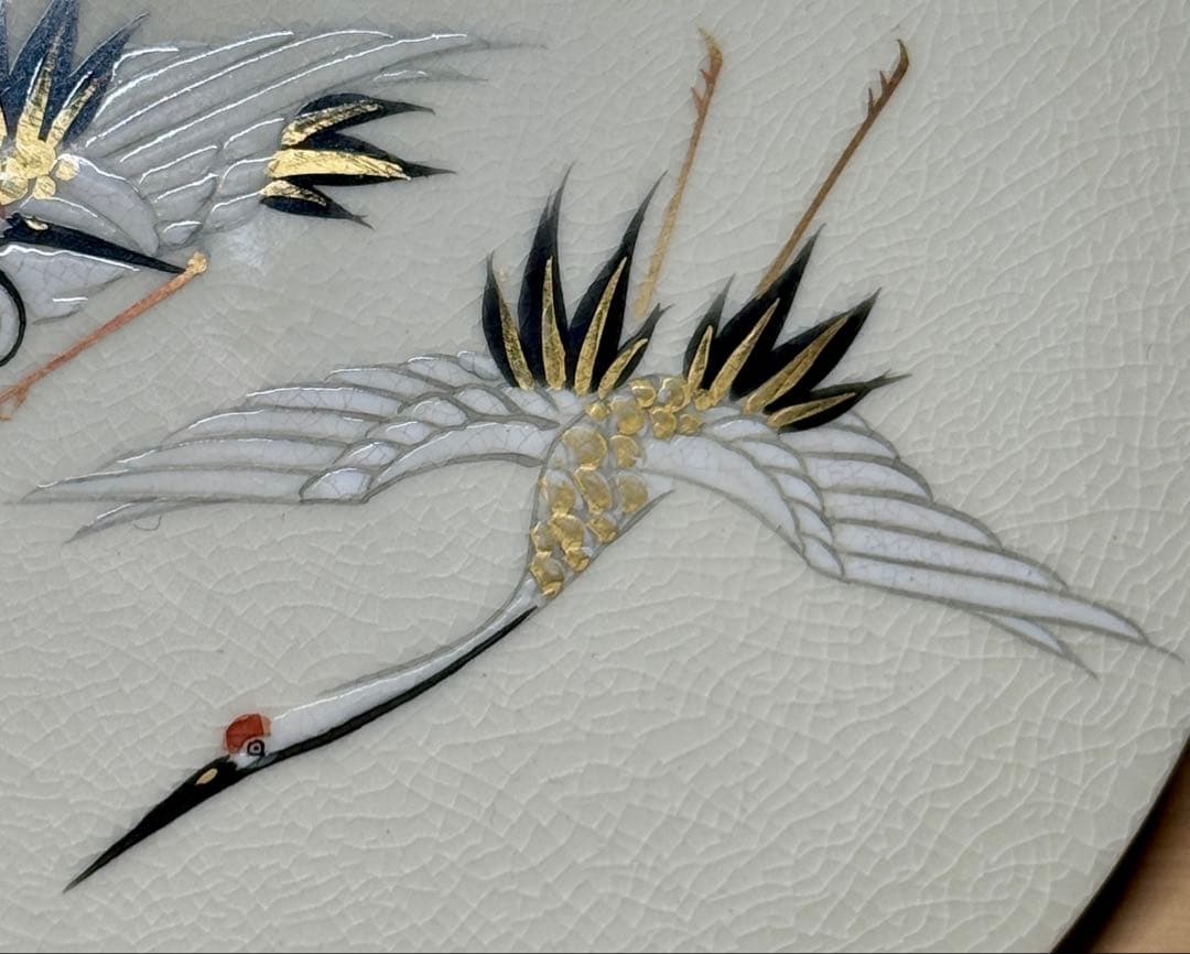 即中斎好 仁清写 平安 桃山窯 手塚大示 岳陵 松鶴絵 曲形 水指 茶道具 水差