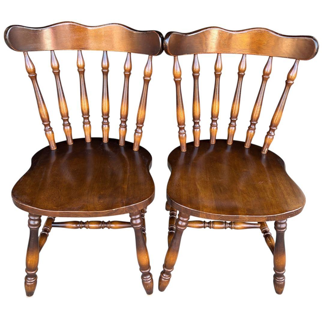 飛騨産業　ダイニングチェア ダークブラウン　アンティーク 2脚セット①