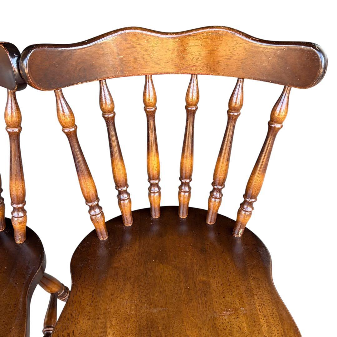 飛騨産業　ダイニングチェア ダークブラウン　アンティーク 2脚セット①