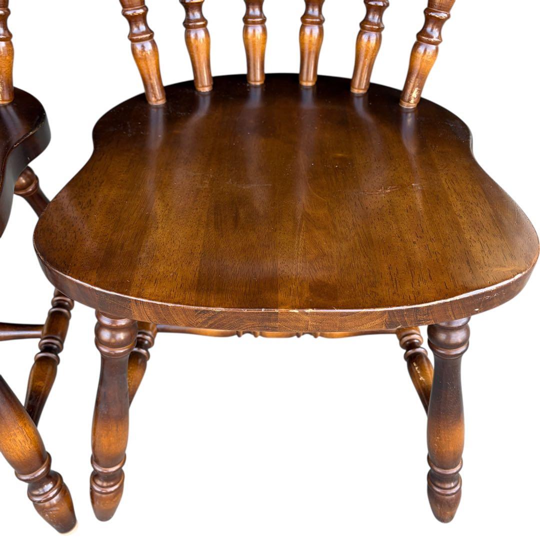 飛騨産業　ダイニングチェア ダークブラウン　アンティーク 2脚セット①