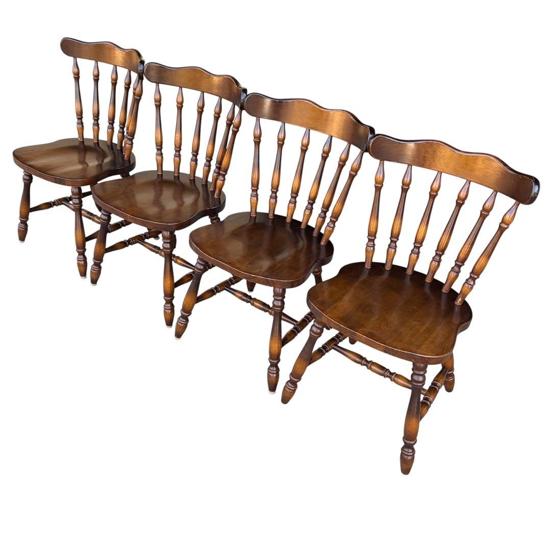 飛騨産業　ダイニングチェア ダークブラウン　アンティーク 2脚セット①