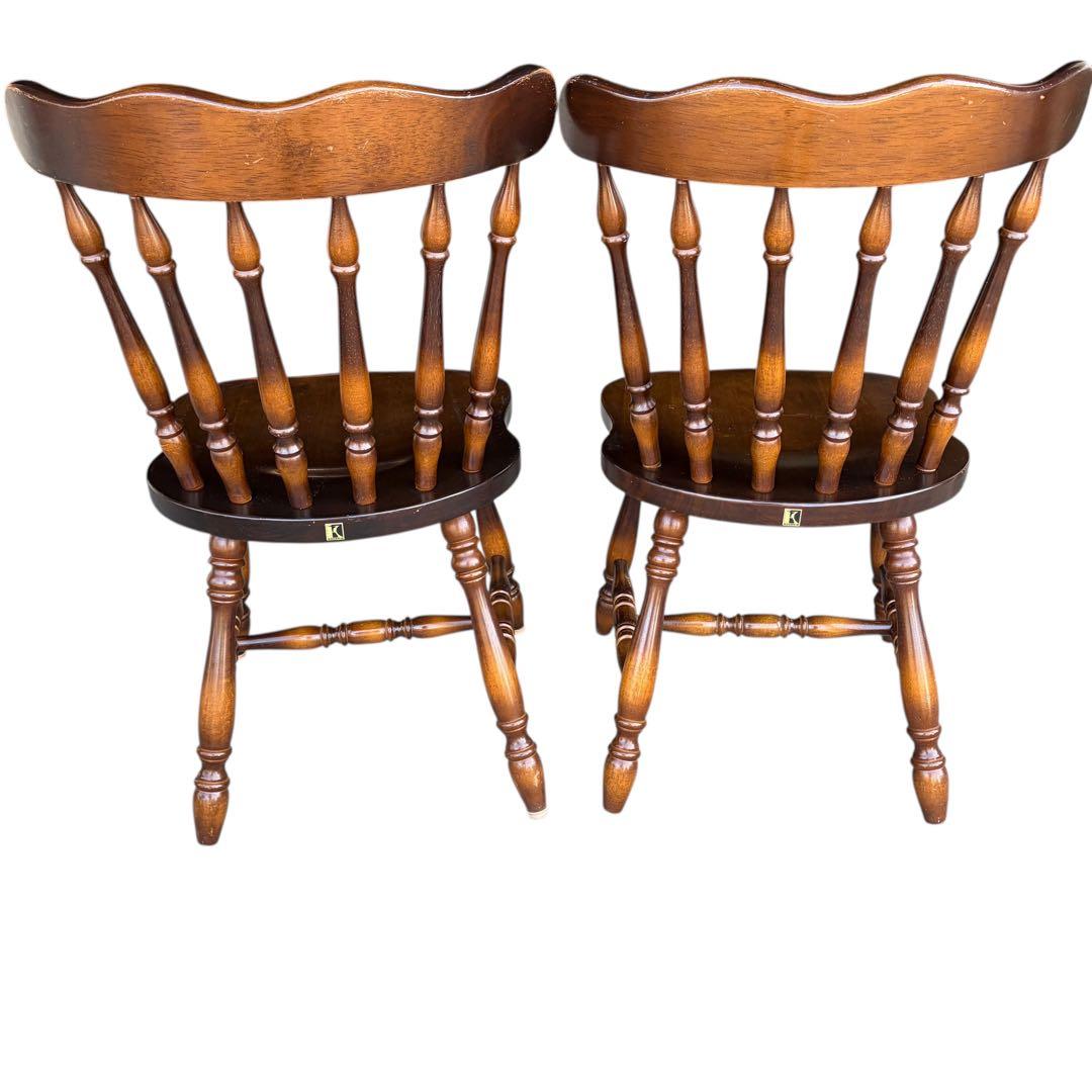 飛騨産業　ダイニングチェア ダークブラウン　アンティーク 2脚セット①