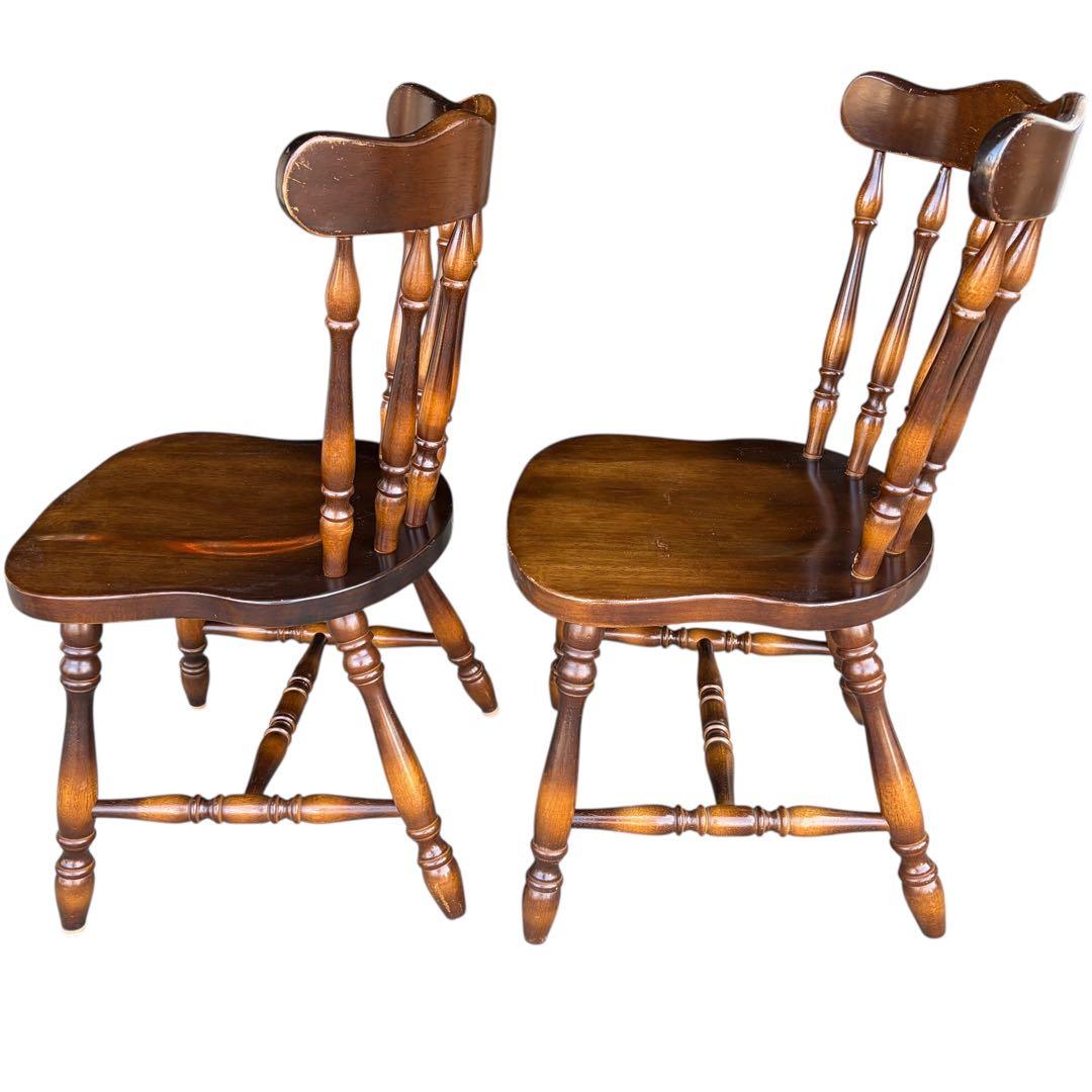 飛騨産業　ダイニングチェア ダークブラウン　アンティーク 2脚セット①