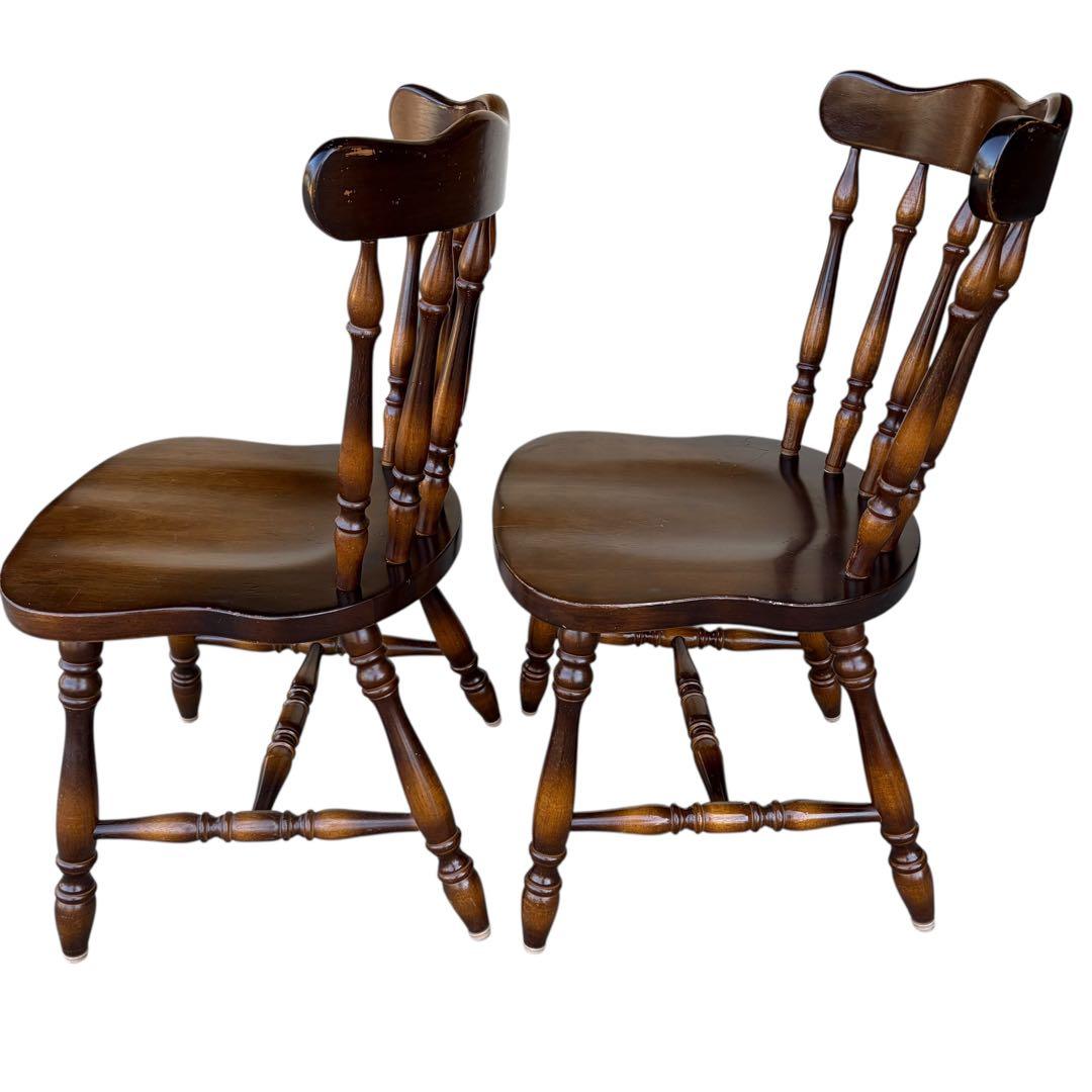 飛騨産業　ダイニングチェア ダークブラウン　アンティーク 2脚セット①