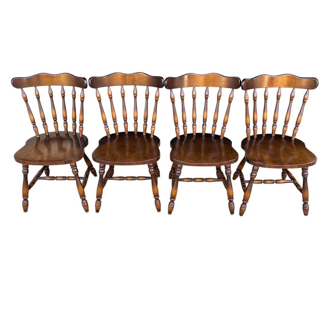 飛騨産業　ダイニングチェア ダークブラウン　アンティーク 2脚セット①