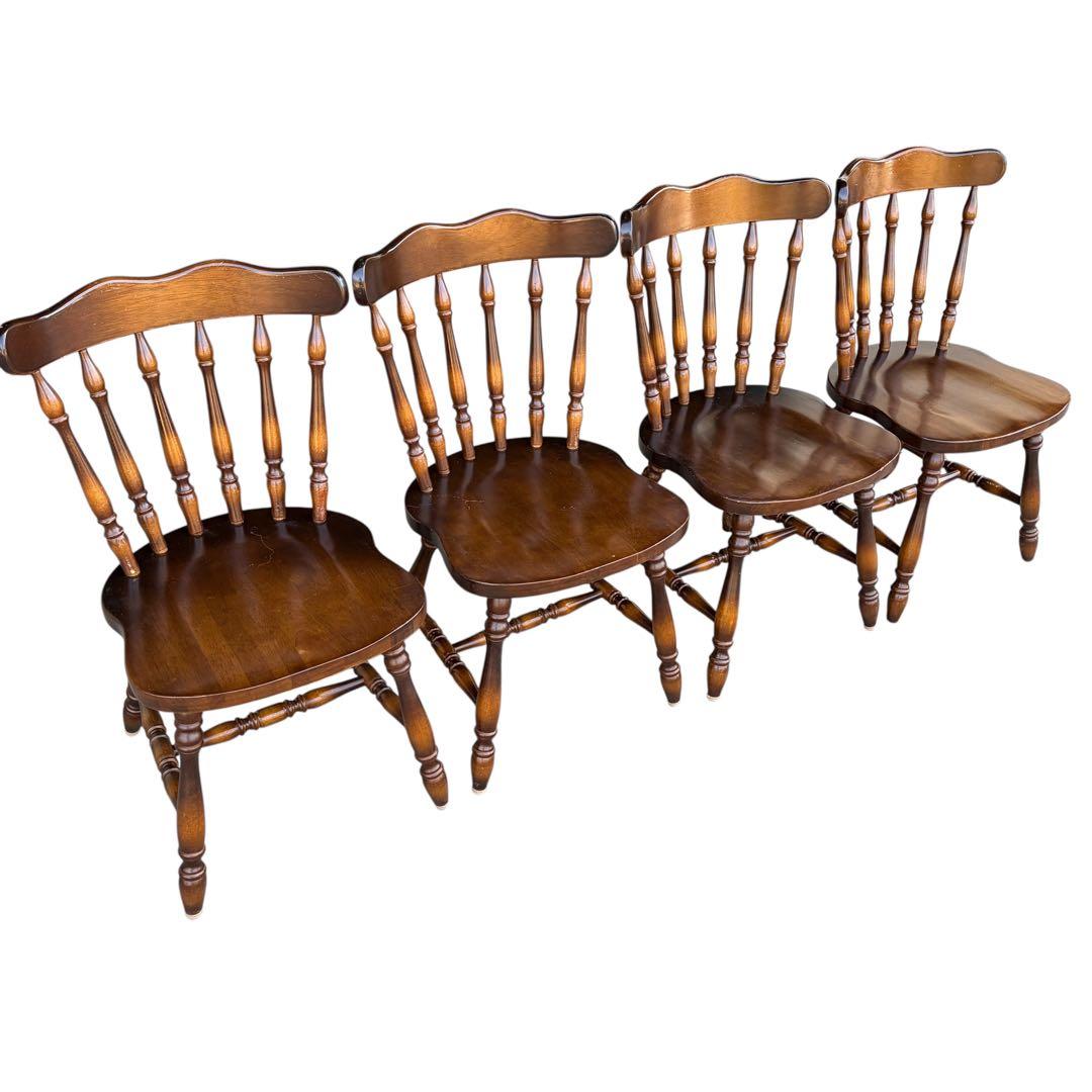 飛騨産業　ダイニングチェア ダークブラウン　アンティーク 2脚セット①