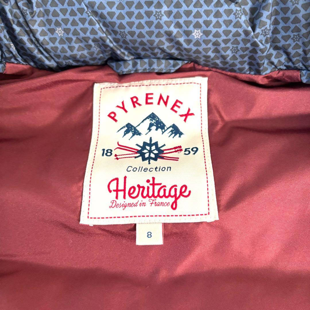 新品☆PYRENEX☆ピレネックス　ダウンベスト　ネイビー　濃紺　総柄　サイズ8