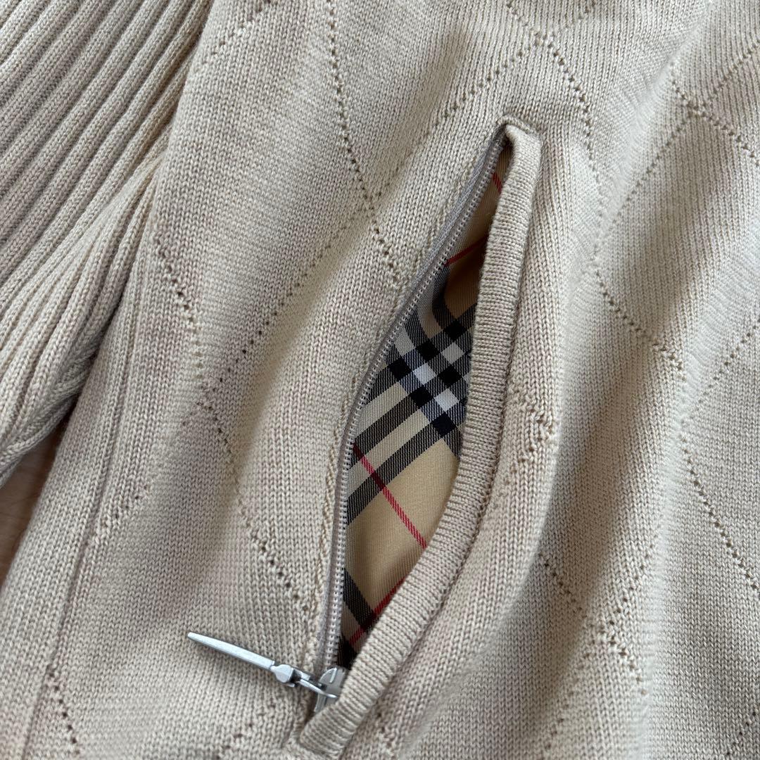 バーバリーゴルフ ニットブルゾン レディースLL ベージュ　日本製