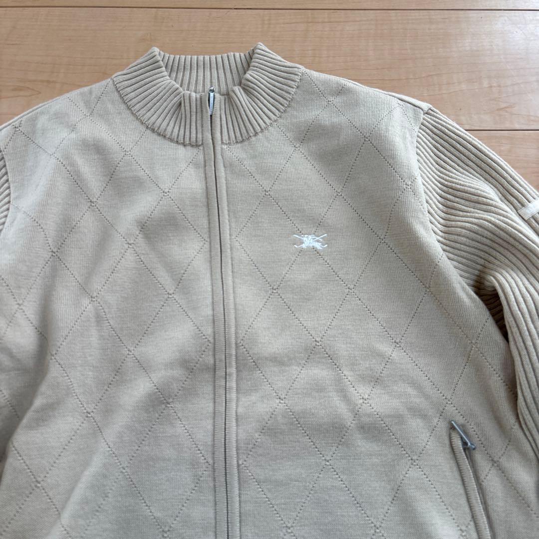 バーバリーゴルフ ニットブルゾン レディースLL ベージュ　日本製