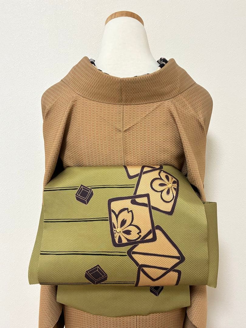 年末年始セール！　袷　紬　御召　小格子　裄67cm 正絹