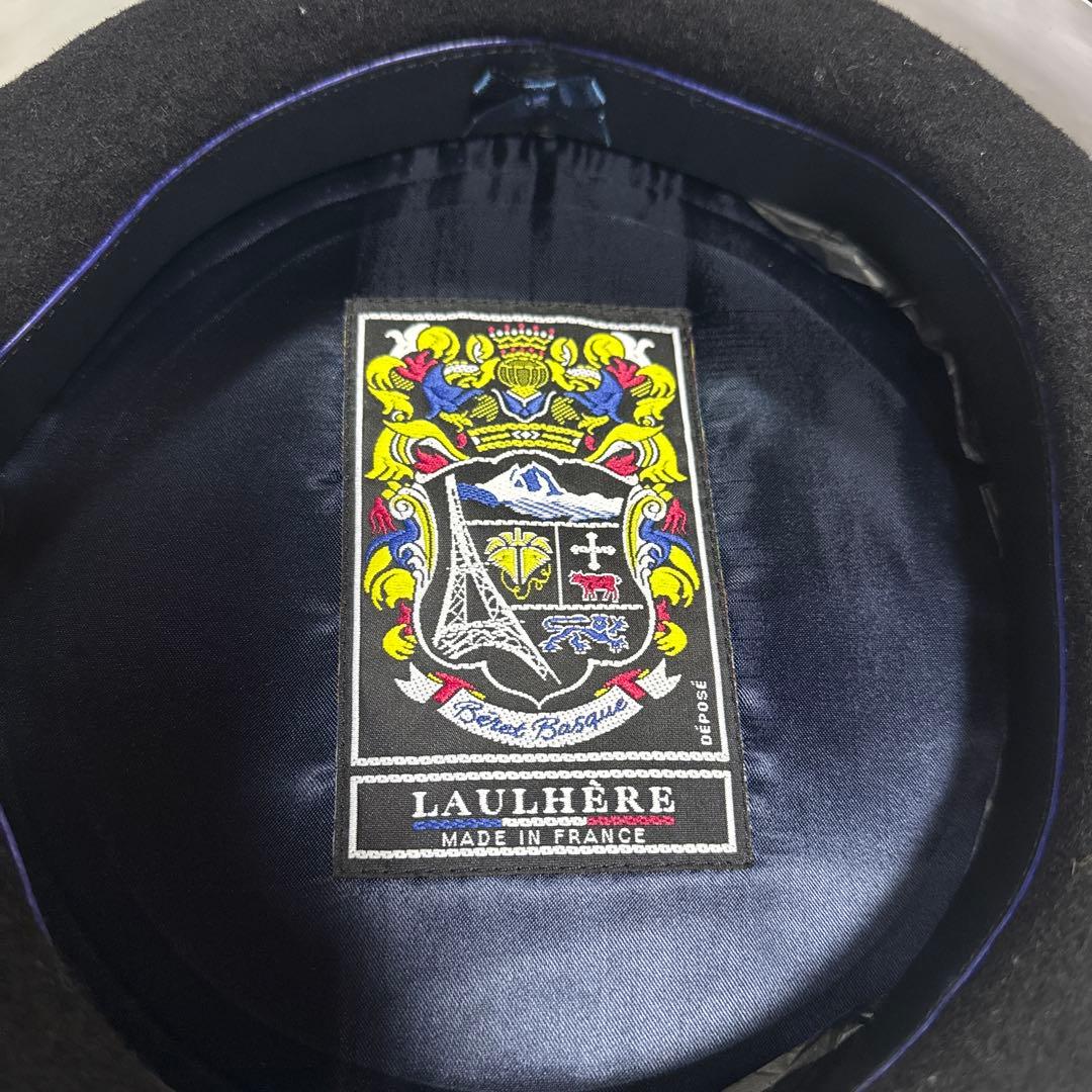 LAULHERE 刺繍入り黒ベレー帽 専用ボックス付き　ローレル