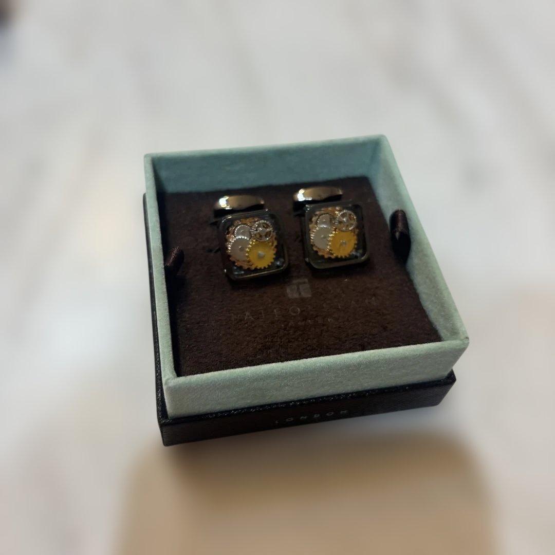 文*鳥様 タテオシアン TATEOSSIAN スクエア ギア カフスボタン 美品