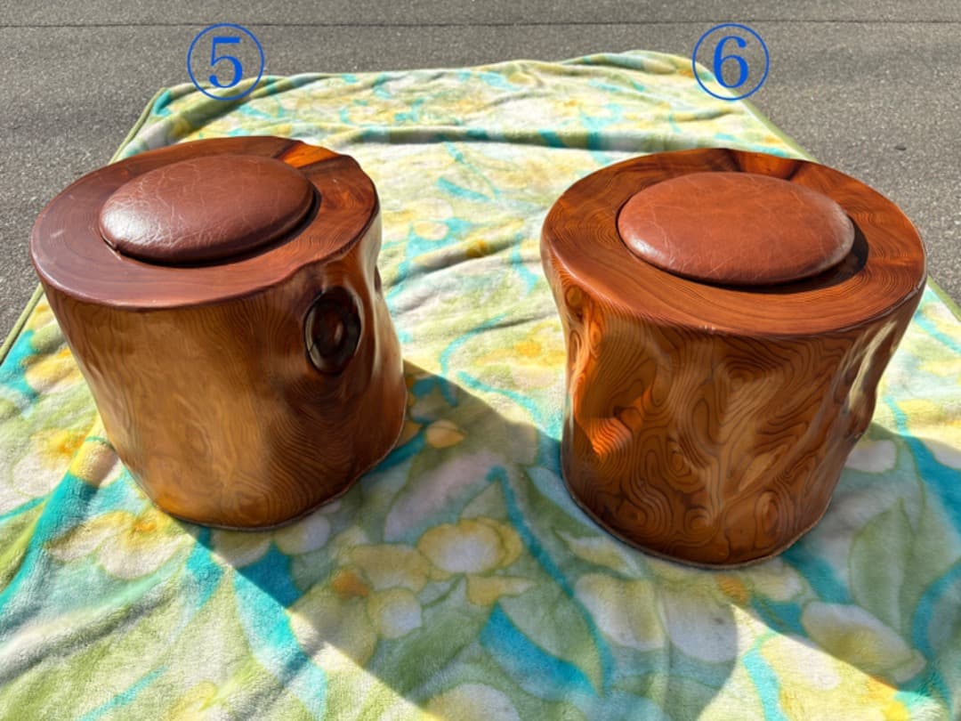 【まとめ割あり】 屋久杉　椅子　スツール　極上杢目　世界遺産　認定シール付　⑤