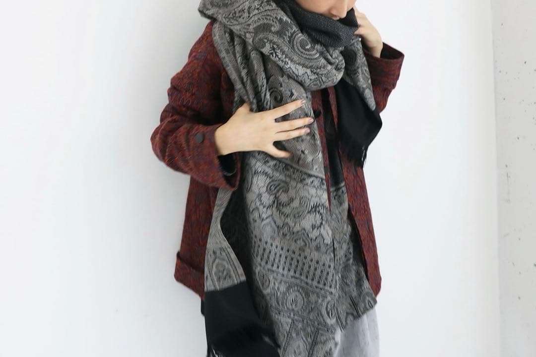 Tibetan Paisley Jacquard Wool Stole ヤントル