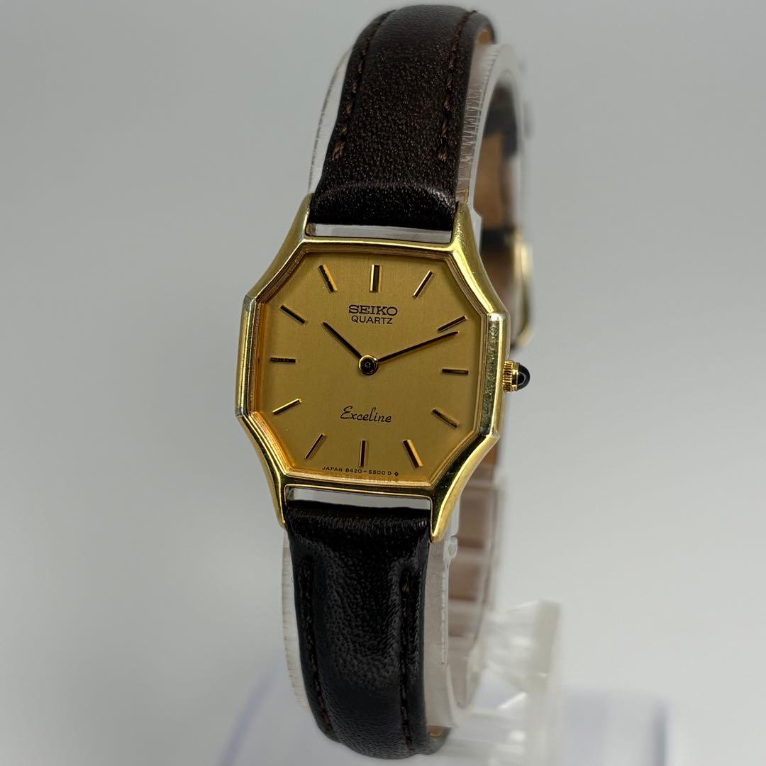 美品 SEIKO セイコー エクセリーヌ 高級クォーツ腕時計 電池交換済