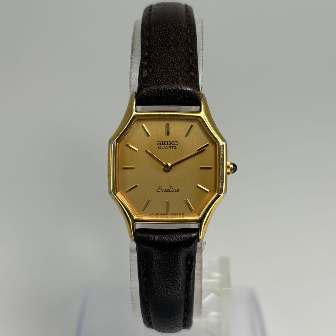 美品 SEIKO セイコー エクセリーヌ 高級クォーツ腕時計 電池交換済