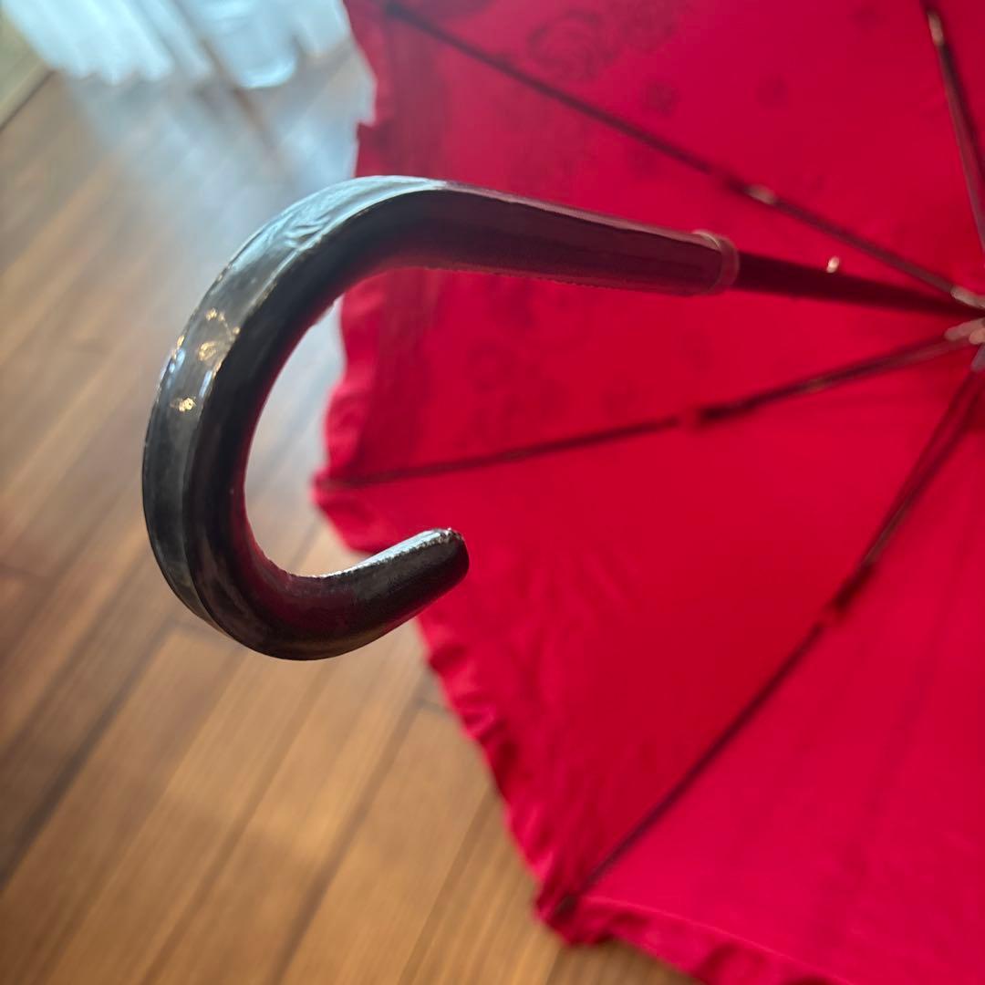 morphose エンジ色 フリル日傘